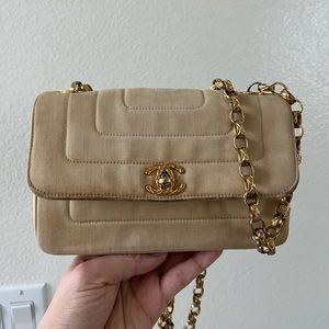 Chanel Chain Satin Shoulder Mademoiselle Beige Bag